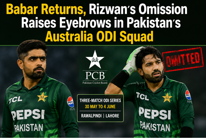 Babar Returns, Rizwan’s Omission Raises Eyebrows in Pakistan’s Australia ODI Squad