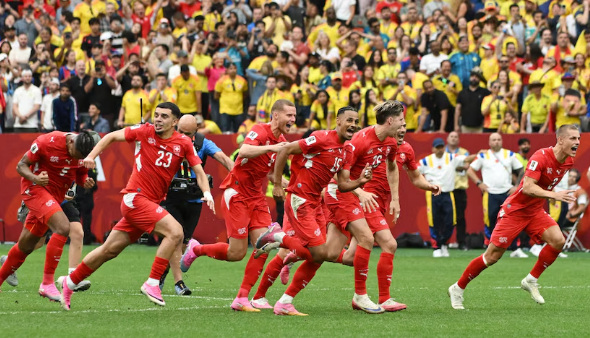 Switzerland beat Colombia on penalties to reach first World Cup quarter-final since 1954